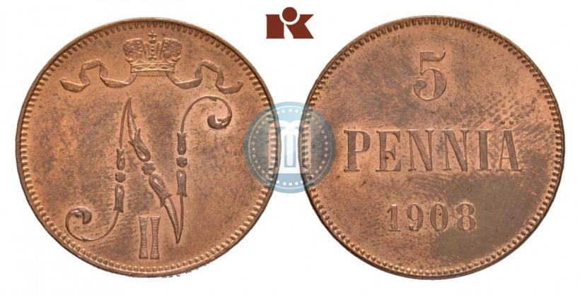 Фото 5 пенни 1908 года  