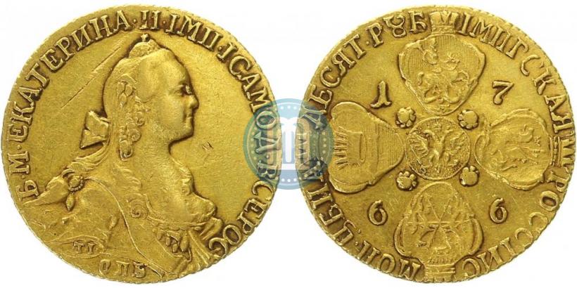 Picture 10 roubles 1766 year СПБ 