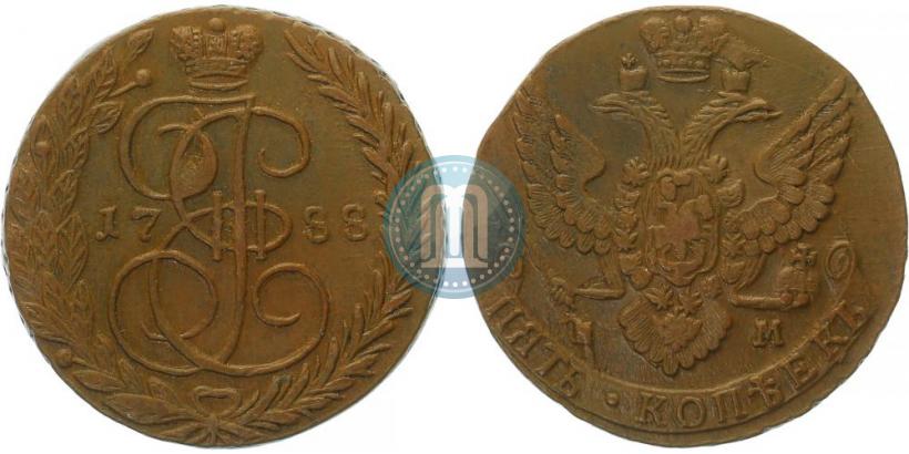 Фото 5 копеек 1788 года ЕМ 