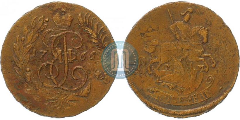 Фото 2 копейки 1766 года ММ 