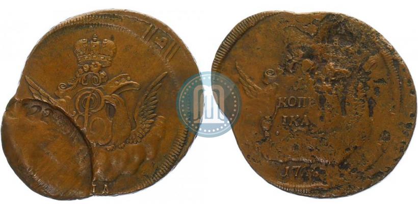 Фото 1 копейка 1755 года ММД 