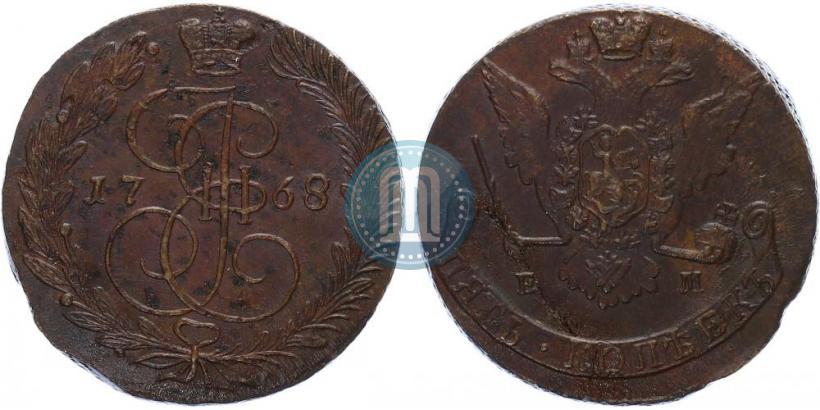 Фото 5 копеек 1768 года ЕМ 