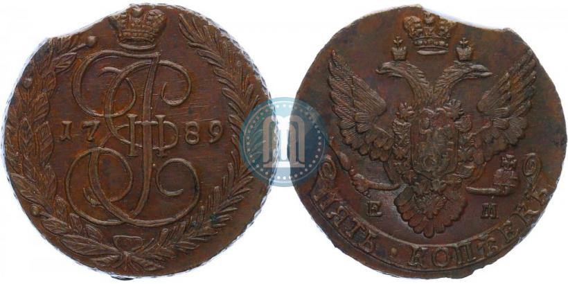 Picture 5 kopecks 1789 year ЕМ 