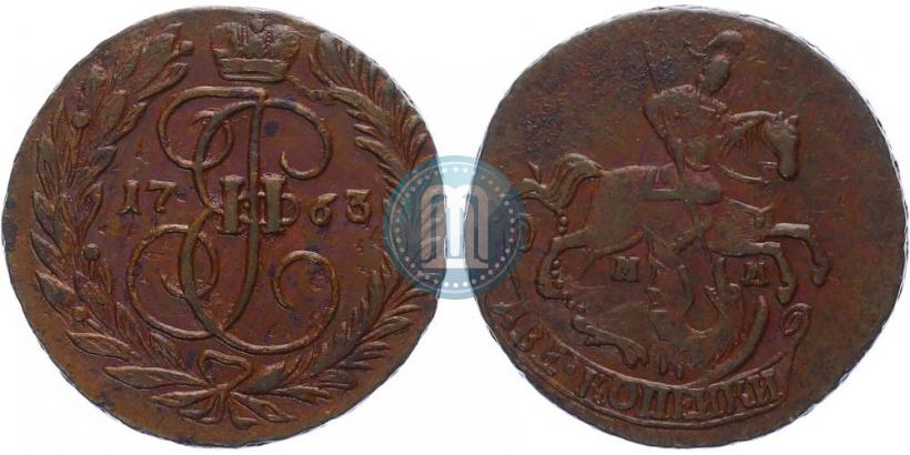 Фото 2 копейки 1763 года ММ 