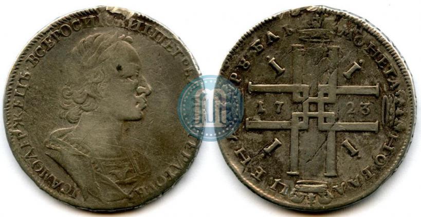 Фото 1 рубль 1723 года  "Портрет в античных доспехах"