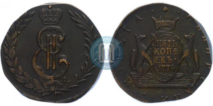 Picture 5 kopecks 1774 year КМ 