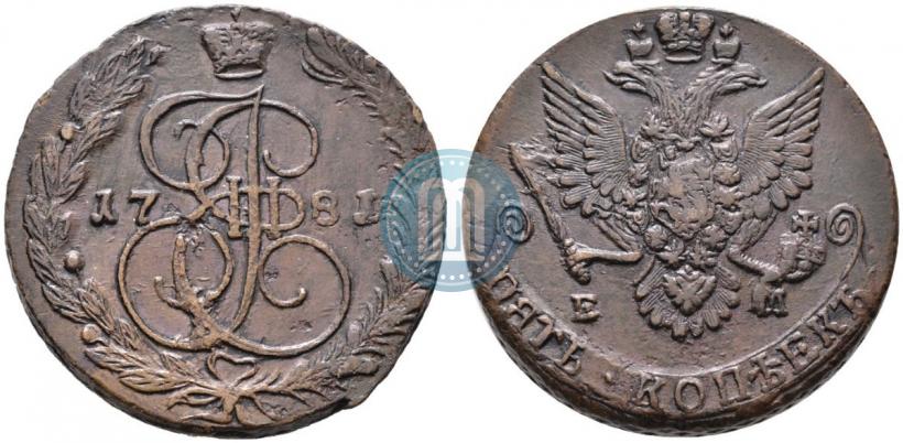 Picture 5 kopecks 1781 year ЕМ 