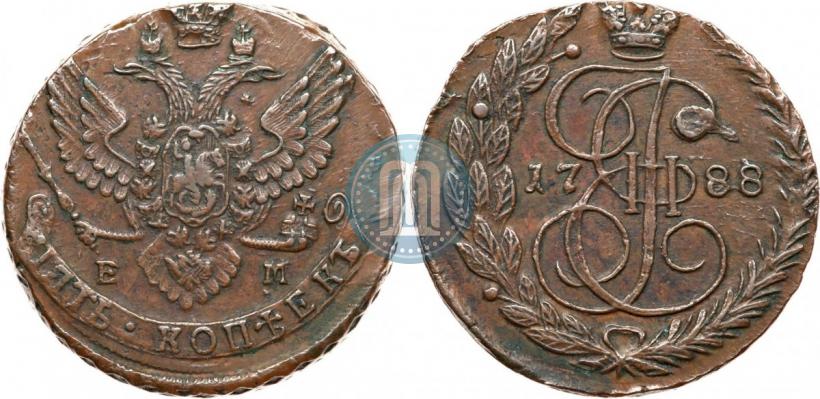 Picture 5 kopecks 1788 year ЕМ 