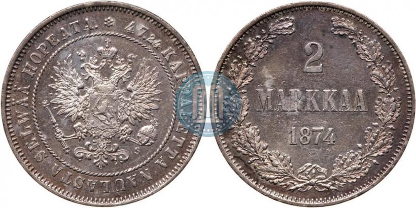 Picture 2 markkaa 1874 year S 