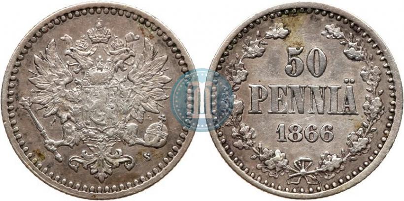 Фото 50 пенни 1866 года S 