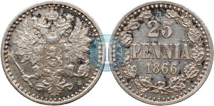 Фото 25 пенни 1866 года S 
