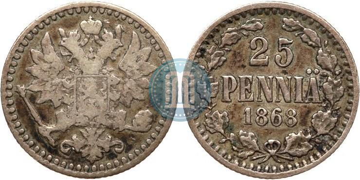 Фото 25 пенни 1868 года S 