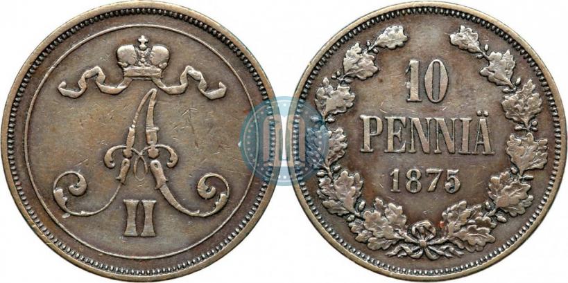 Фото 10 пенни 1875 года  