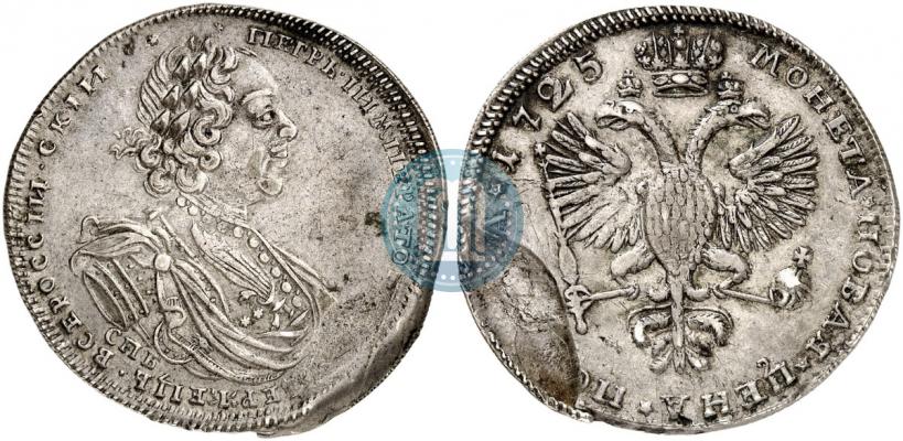 Фото Полтина 1725 года СПБ "Портрет в латах"