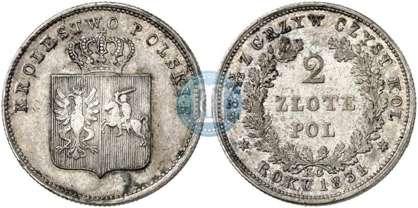 Picture 2 złote 1831 year KG "Polish uprising"