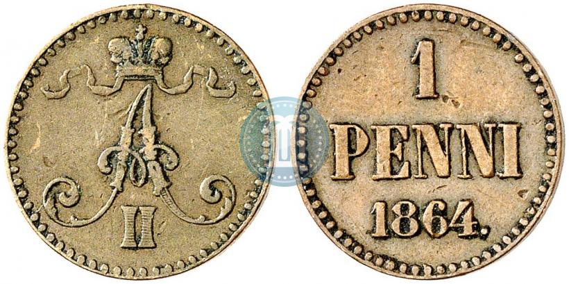 Фото 1 пенни 1864 года  