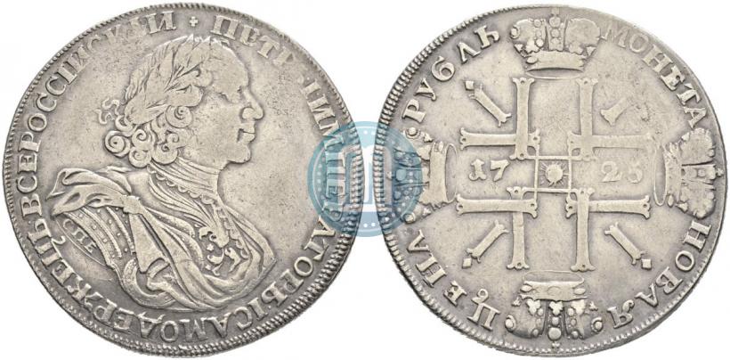 Фото 1 рубль 1725 года СПБ "Солнечный в латах"