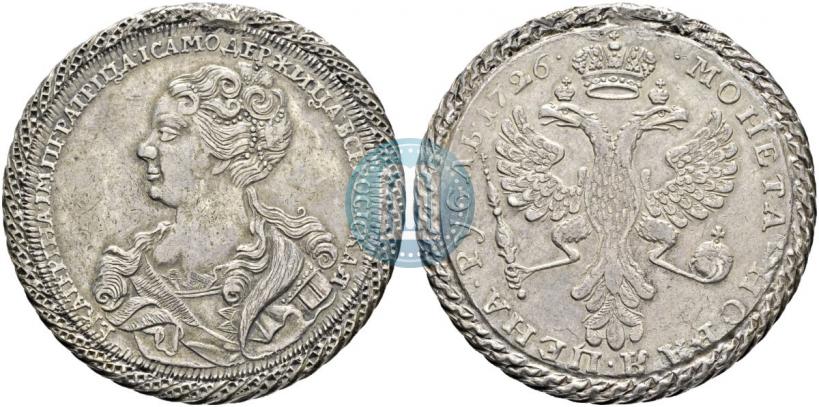 Picture 1 rouble 1726 year  "Moscow type, portrait turned to the left"