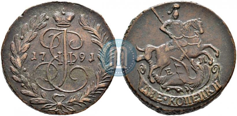 Picture 2 kopecks 1791 year ЕМ 