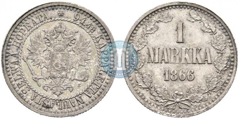Picture 1 markka 1866 year S 