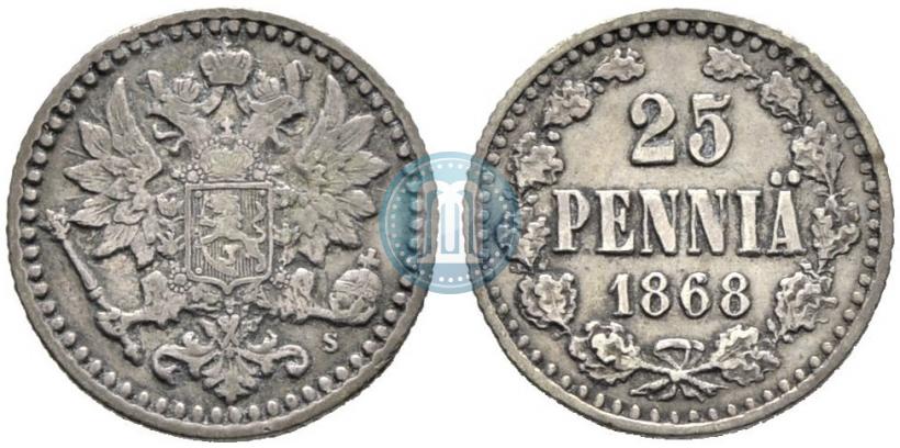 Фото 25 пенни 1868 года S 