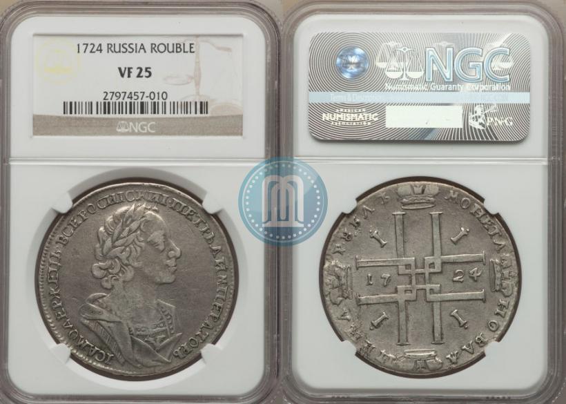 Фото 1 рубль 1724 года  "Портрет в античных доспехах"