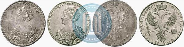 Picture 1 rouble 1726 year  "Moscow type, portrait turned to the left"