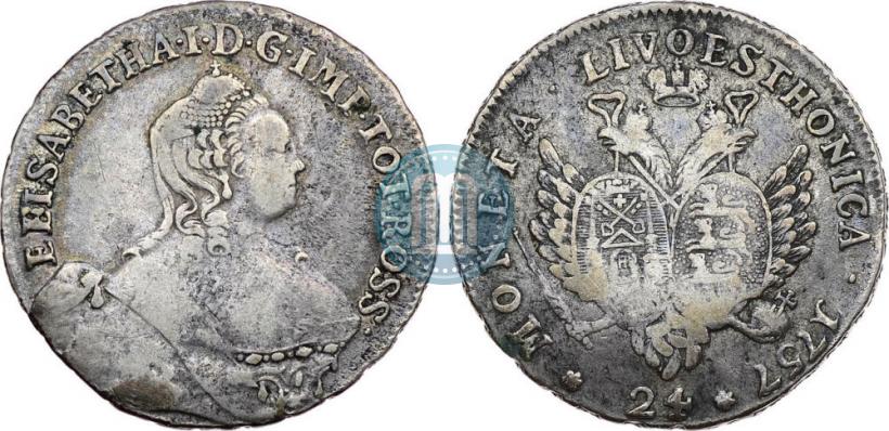 Picture 24 kopecks 1757 year  "For Livonia"