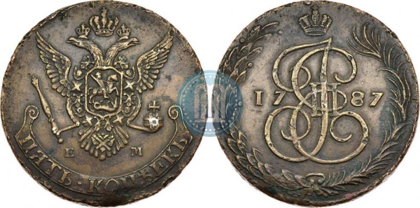 Picture 5 kopecks 1787 year ЕМ 