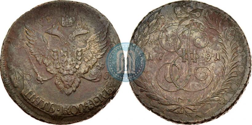 Фото 5 копеек 1791 года  "Павловский перечекан"