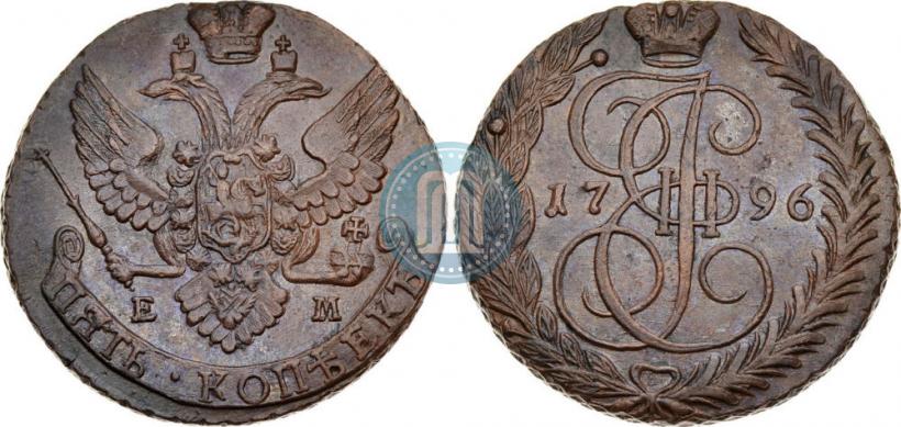 Picture 5 kopecks 1796 year ЕМ 