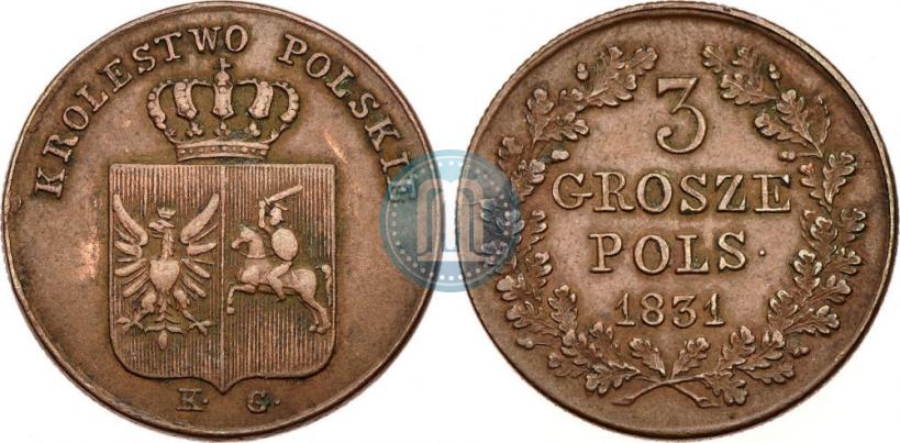 Picture 3 grosze 1831 year KG "Polish uprising"