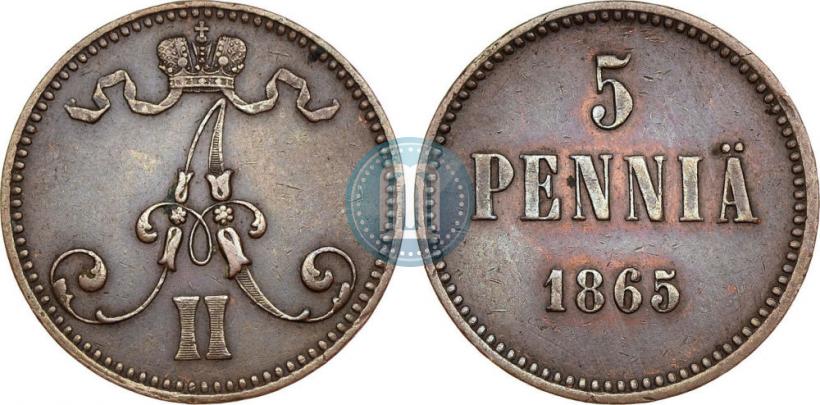 Фото 5 пенни 1865 года  