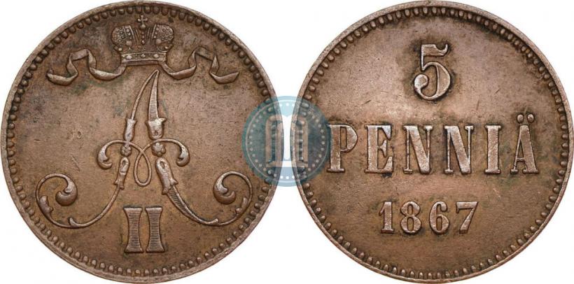 Фото 5 пенни 1867 года  