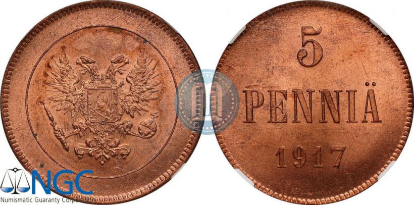 Picture 5 pennia 1917 year  
