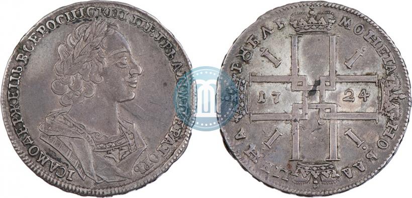 Фото 1 рубль 1724 года  "Портрет в античных доспехах"