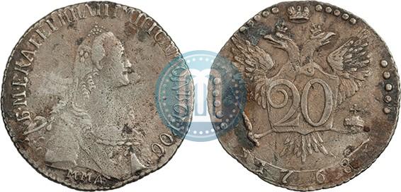 Фото 20 копеек 1768 года ММД 