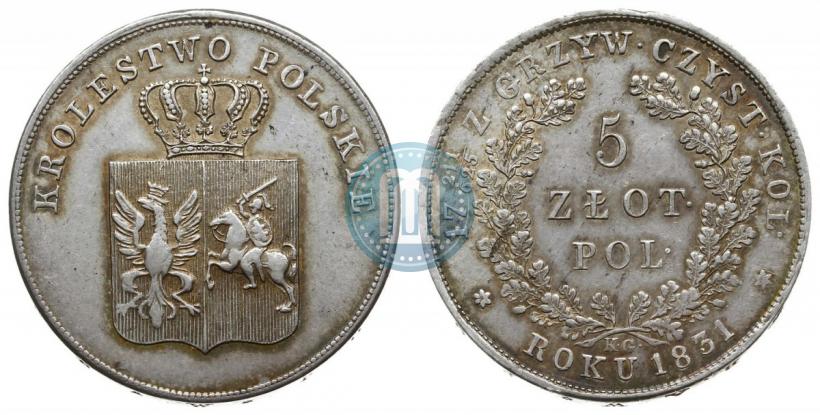 Фото 5 злотых 1831 года KG "Польское восстание"