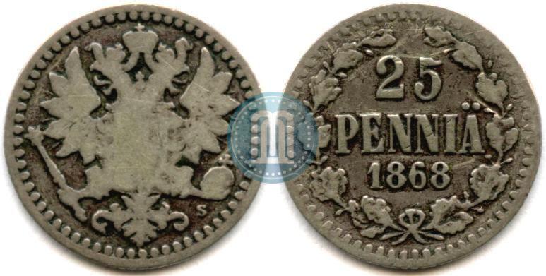 Фото 25 пенни 1868 года S 