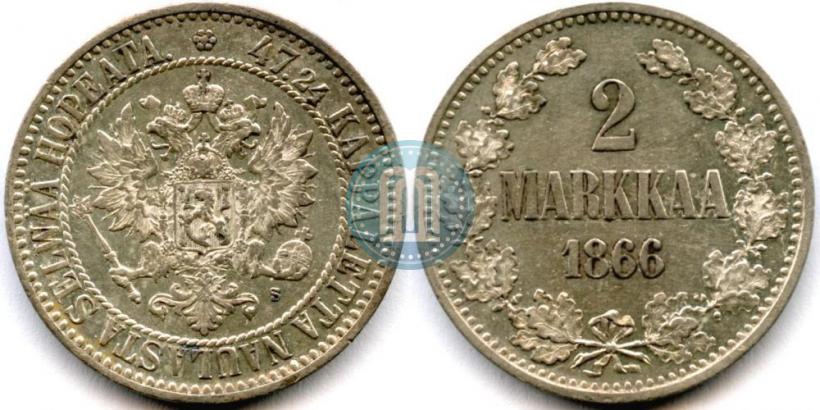 Picture 2 markkaa 1866 year S 