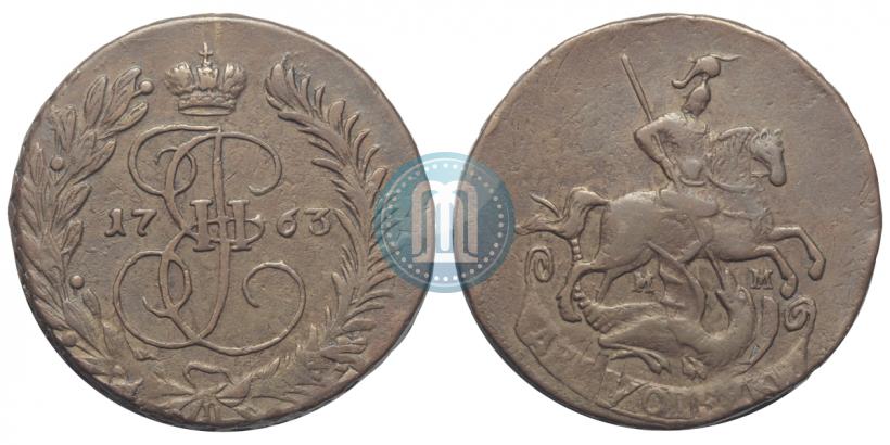 Фото 2 копейки 1763 года ММ 