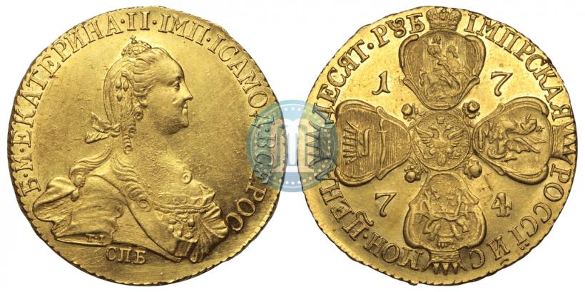 Picture 10 roubles 1774 year СПБ 