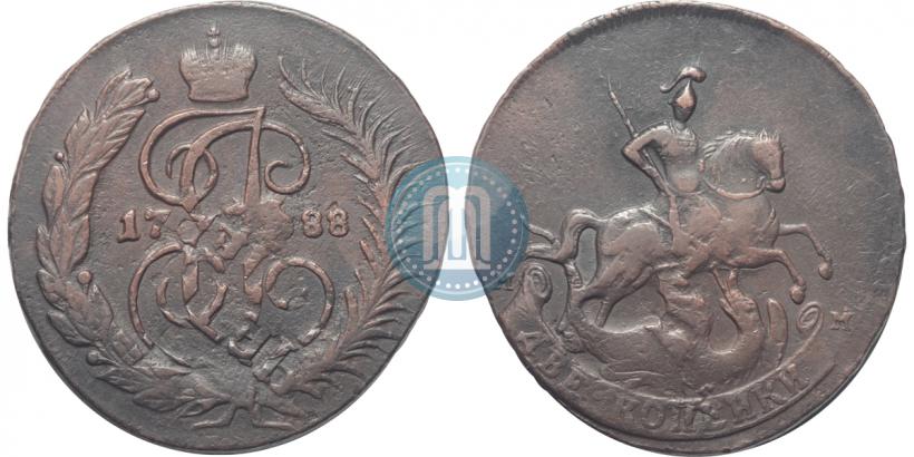 Фото 2 копейки 1788 года ММ 