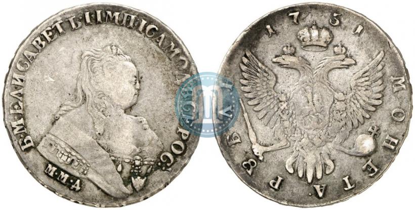 Фото 1 рубль 1751 года ММД 