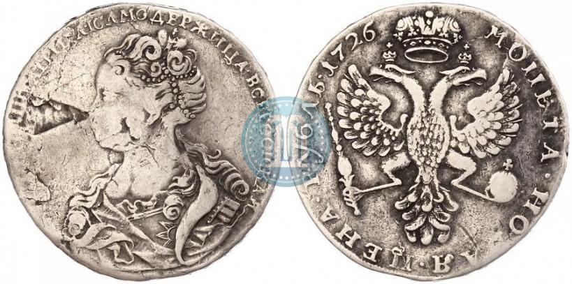 Picture 1 rouble 1726 year  "Moscow type, portrait turned to the left"