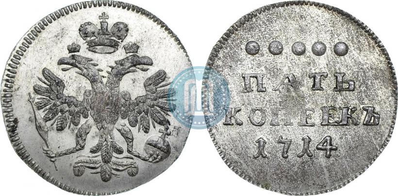 Picture 5 kopecks 1714 year  