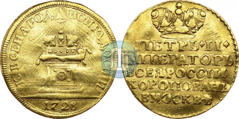 Picture Token Coin 1728 year  "Coronation of the Emperor Peter II"