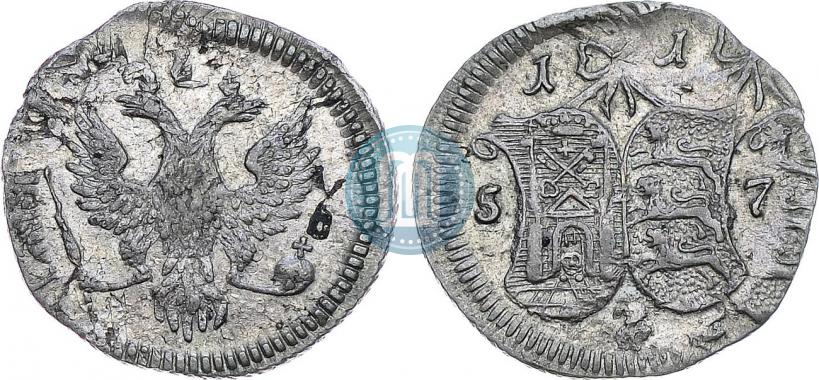 Picture 2 kopecks 1757 year  "For Livonia"