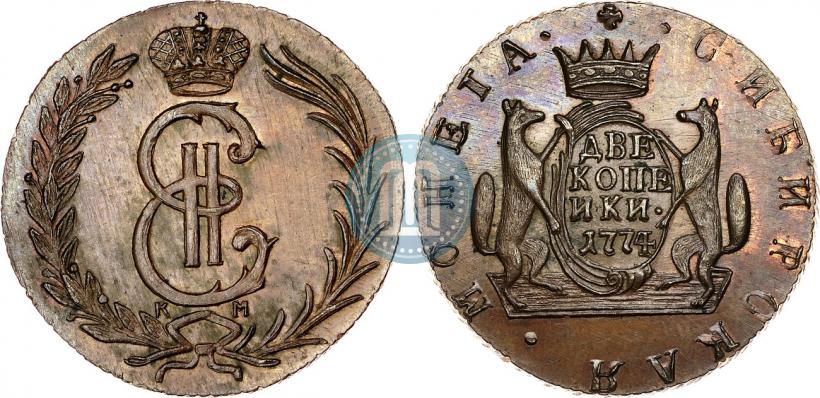 Фото 2 копейки 1774 года КМ 