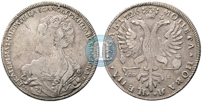 Picture 1 rouble 1726 year СПБ "Petersburg type, portrait turned to the left"
